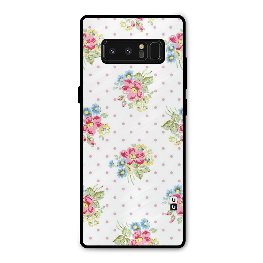Painted Polka Floral Metal Back Case for Galaxy Note 8