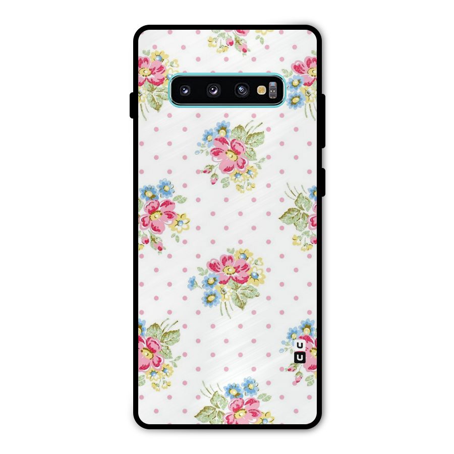Painted Polka Floral Metal Back Case for Galaxy S10 Plus