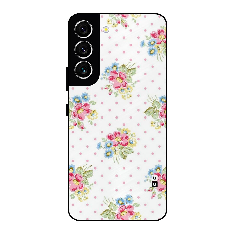 Painted Polka Floral Metal Back Case for Galaxy S22 5G