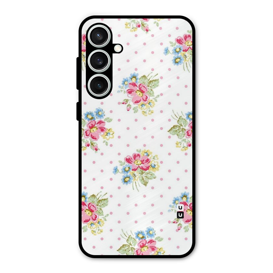 Painted Polka Floral Metal Back Case for Galaxy S23 FE
