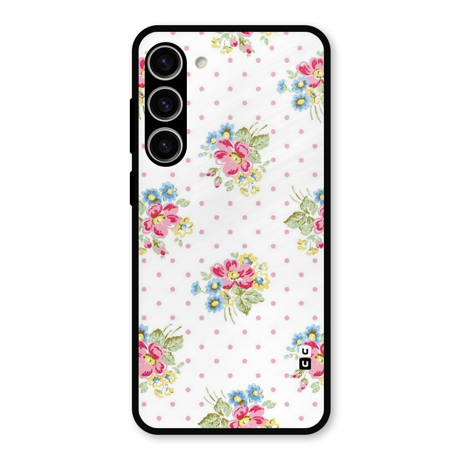 Painted Polka Floral Metal Back Case for Galaxy S23 Plus