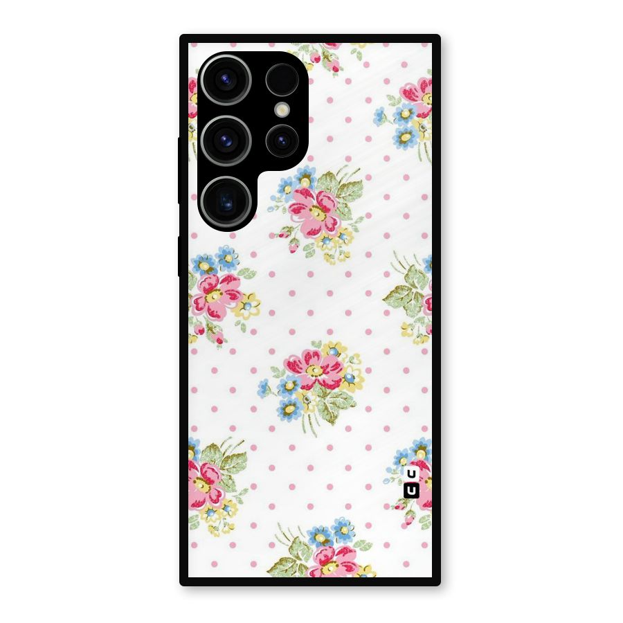 Painted Polka Floral Metal Back Case for Galaxy S23 Ultra