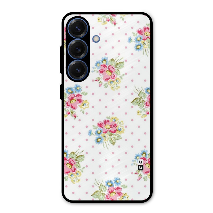 Painted Polka Floral Metal Back Case for Galaxy S25