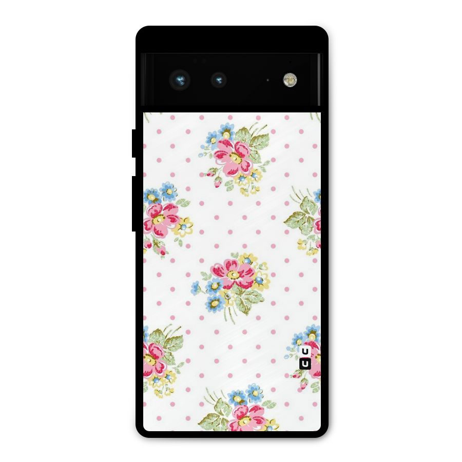 Painted Polka Floral Metal Back Case for Google Pixel 6
