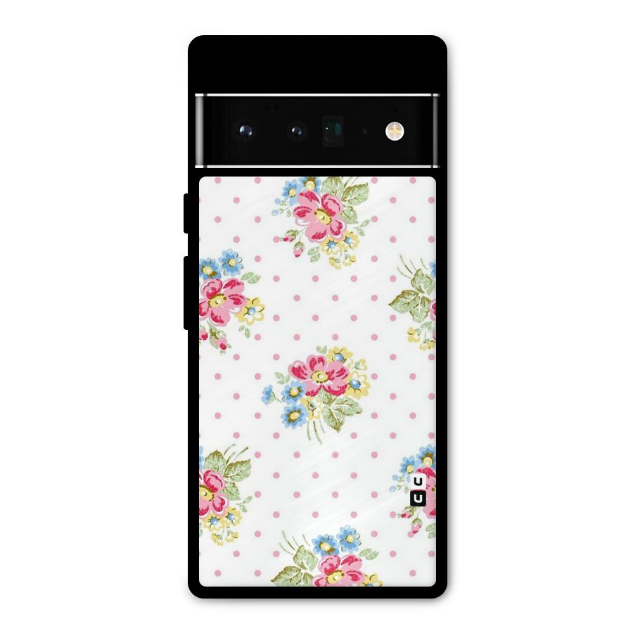 Painted Polka Floral Metal Back Case for Google Pixel 6 Pro
