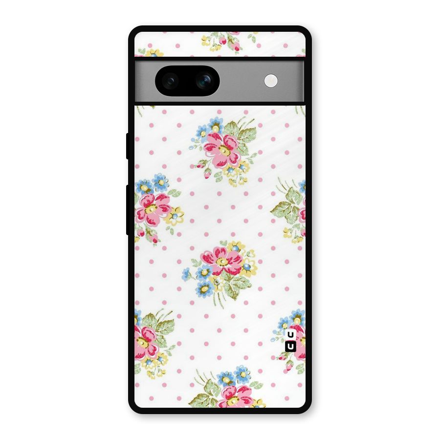 Painted Polka Floral Metal Back Case for Google Pixel 7a