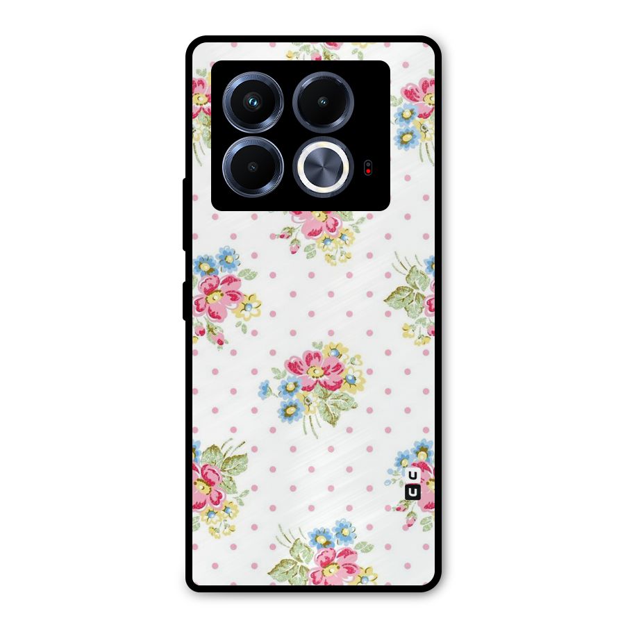 Painted Polka Floral Metal Back Case for Infinix Note 40 5G