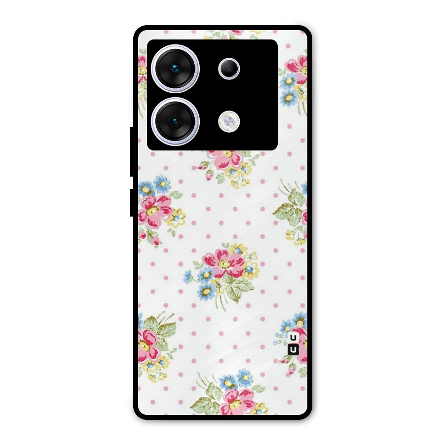 Painted Polka Floral Metal Back Case for Infinix Zero 30 5G