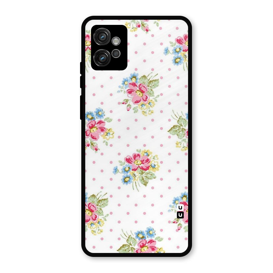 Painted Polka Floral Metal Back Case for Moto G32