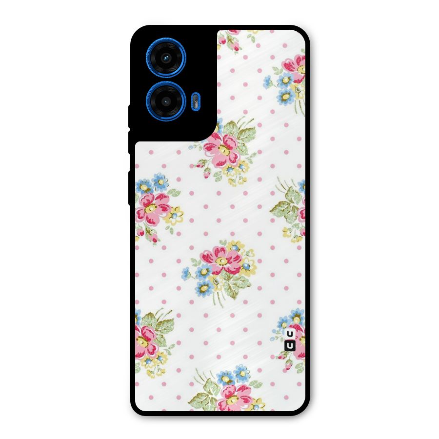 Painted Polka Floral Metal Back Case for Moto G45
