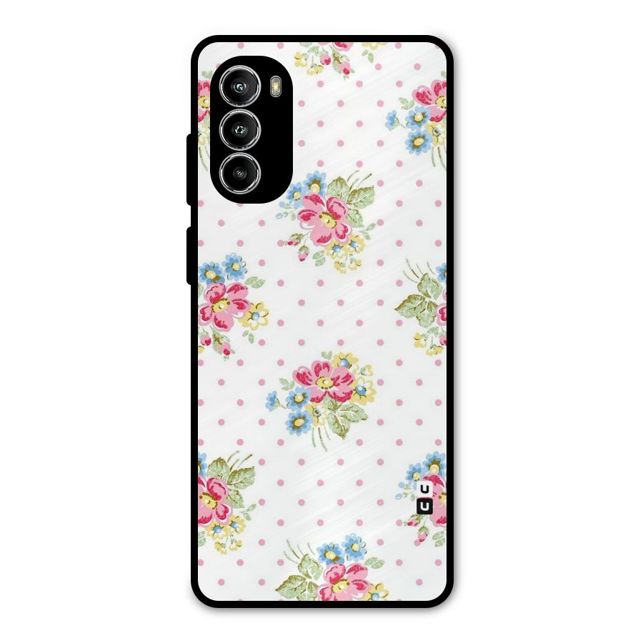 Painted Polka Floral Metal Back Case for Moto G52