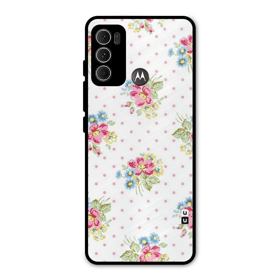 Painted Polka Floral Metal Back Case for Moto G60