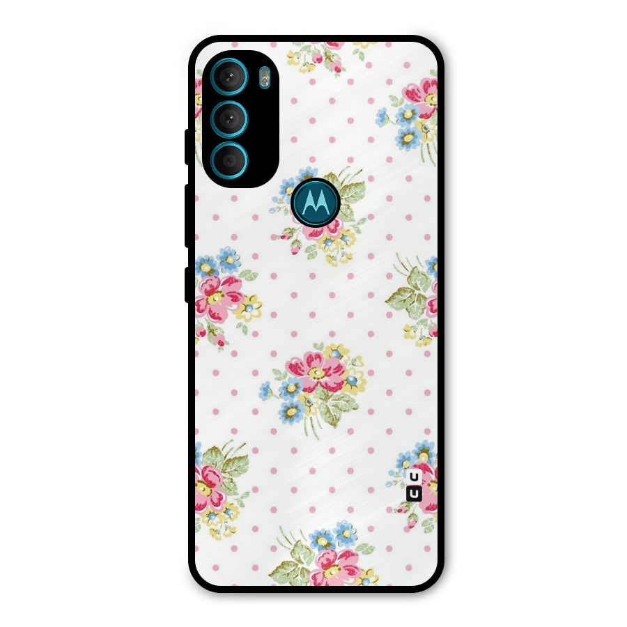 Painted Polka Floral Metal Back Case for Moto G71 5G