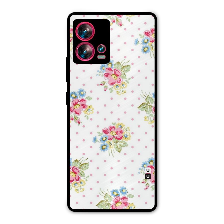 Painted Polka Floral Metal Back Case for Motorola Edge 30 Fusion