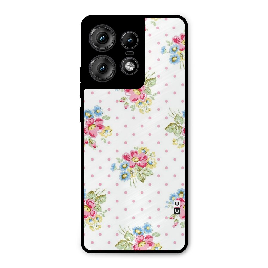 Painted Polka Floral Metal Back Case for Motorola Edge 50 Pro