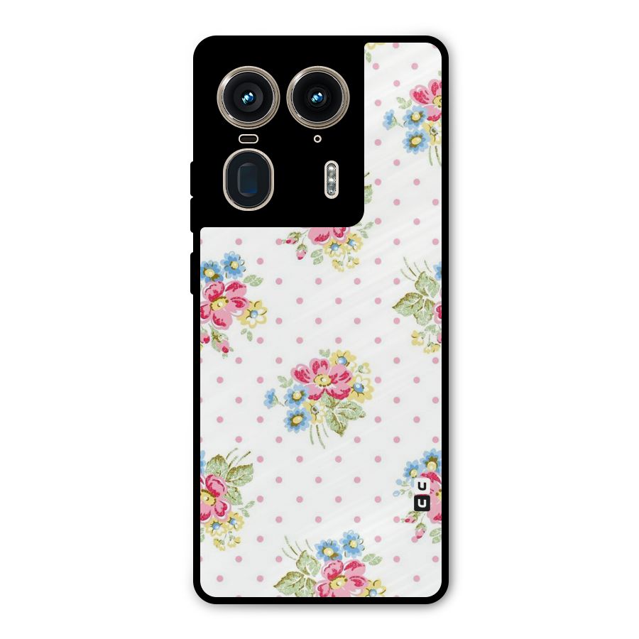 Painted Polka Floral Metal Back Case for Motorola Edge 50 Ultra