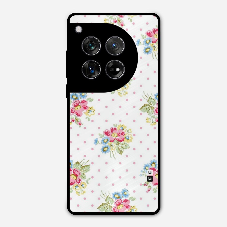 Painted Polka Floral Metal Back Case for OnePlus 12