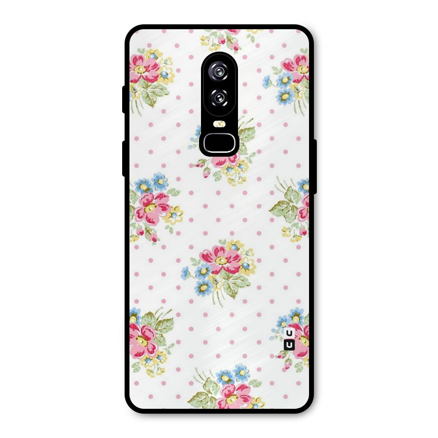 Painted Polka Floral Metal Back Case for OnePlus 6