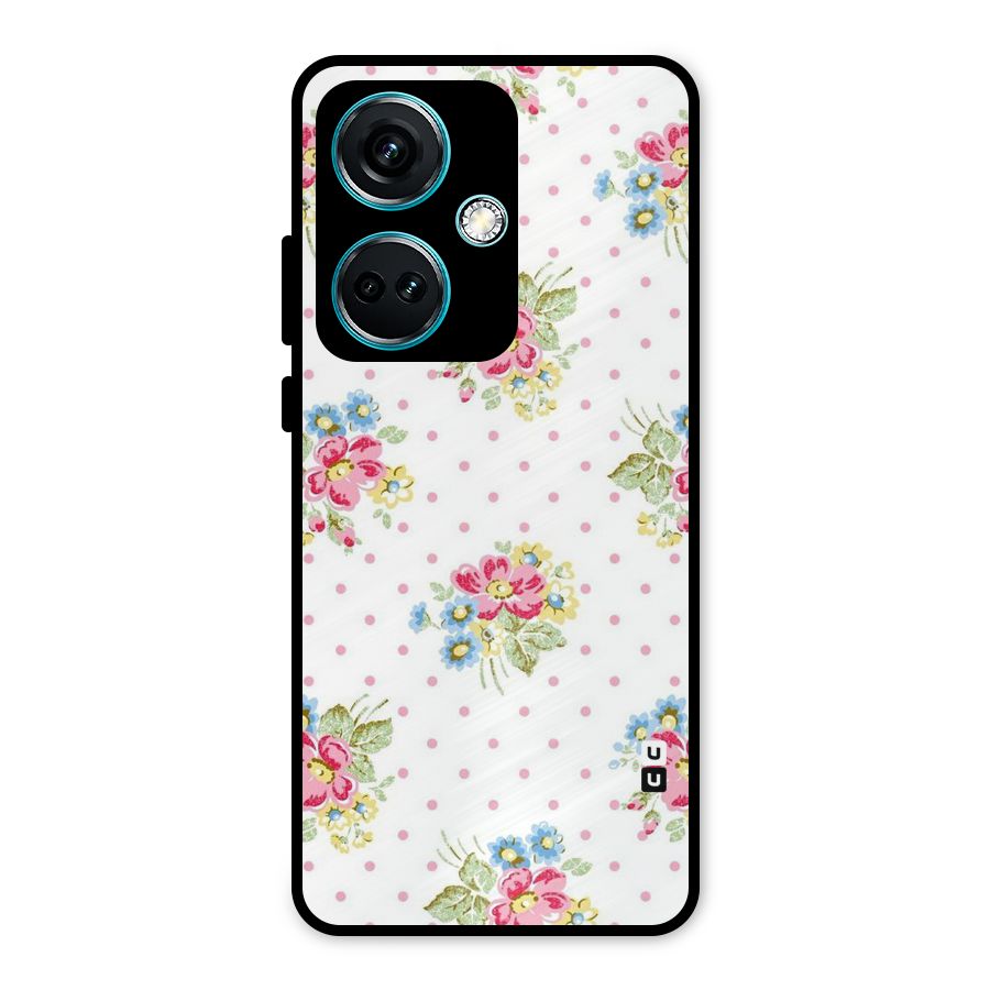 Painted Polka Floral Metal Back Case for OnePlus Nord CE 3 5G