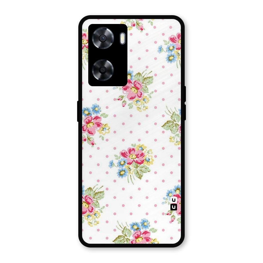 Painted Polka Floral Metal Back Case for Oppo A57 2022