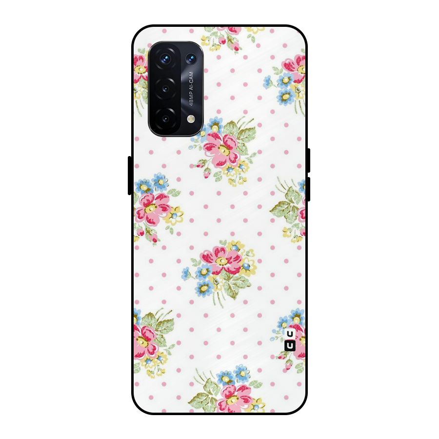 Painted Polka Floral Metal Back Case for Oppo A74 5G