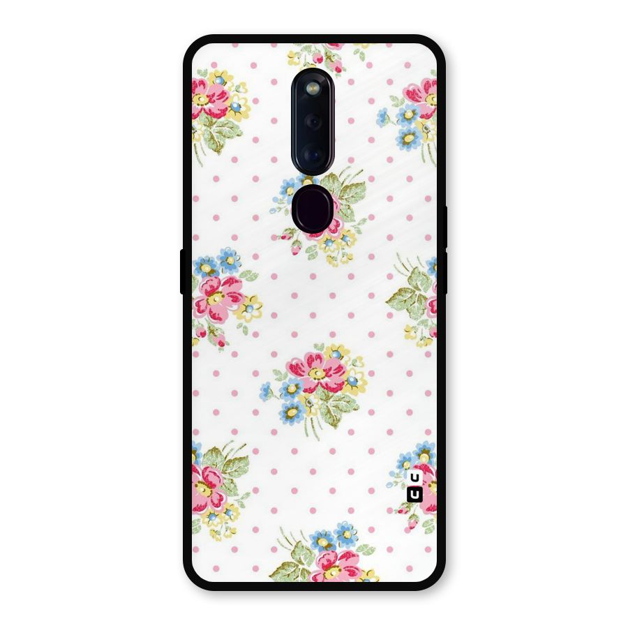 Painted Polka Floral Metal Back Case for Oppo F11 Pro