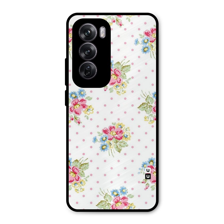 Painted Polka Floral Metal Back Case for Oppo Reno12 Pro