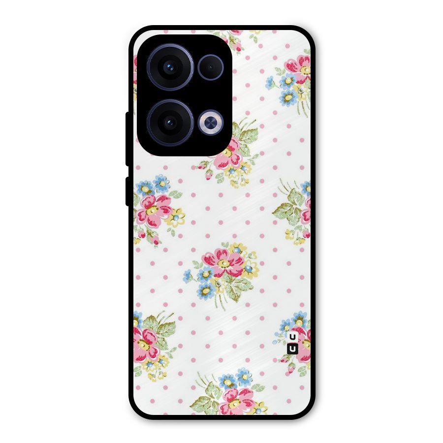 Painted Polka Floral Metal Back Case for Oppo Reno13