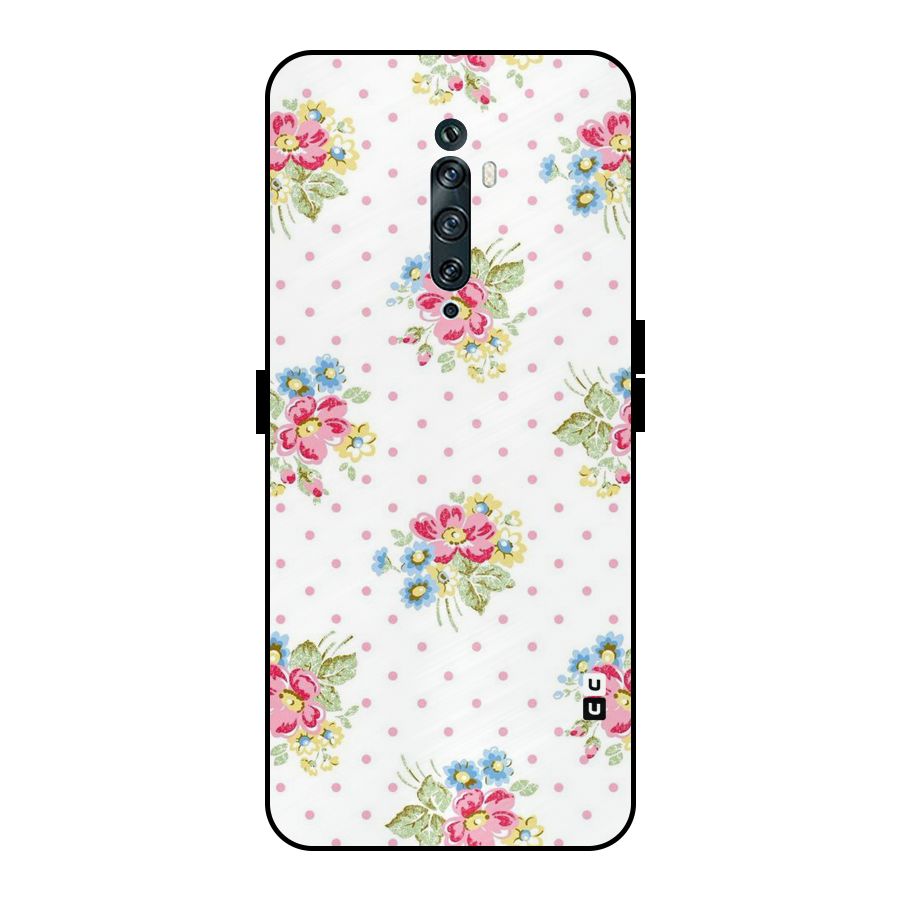 Painted Polka Floral Metal Back Case for Oppo Reno2 Z