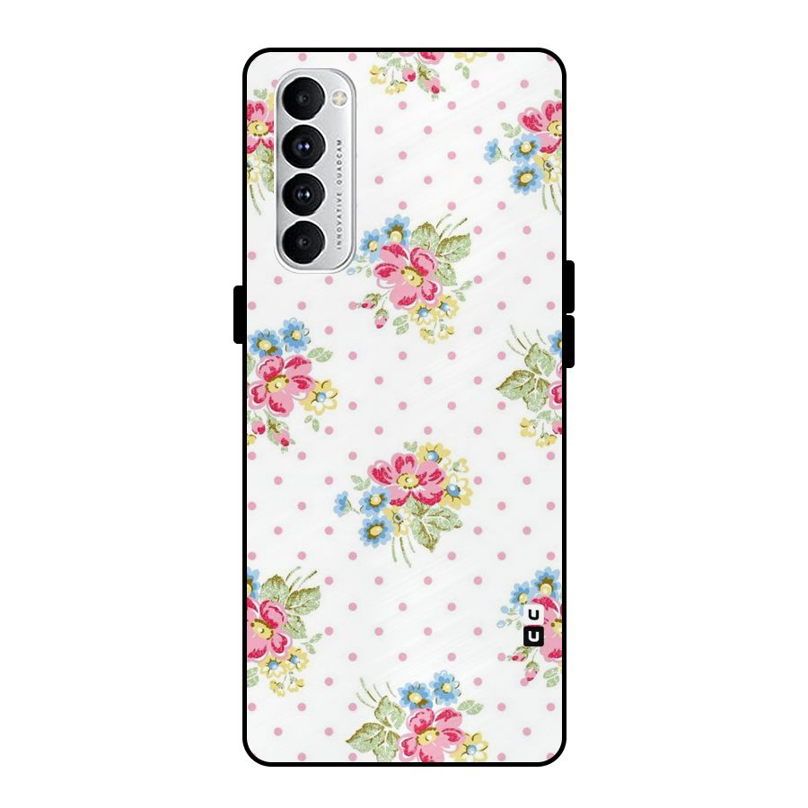 Painted Polka Floral Metal Back Case for Oppo Reno4 Pro