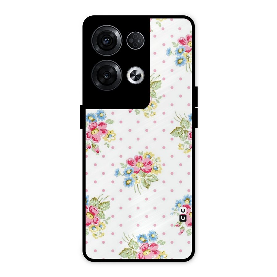 Painted Polka Floral Metal Back Case for Oppo Reno8 Pro 5G