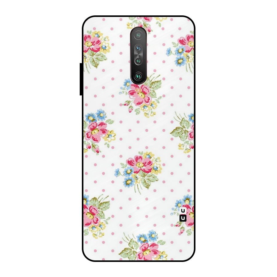 Painted Polka Floral Metal Back Case for Poco X2