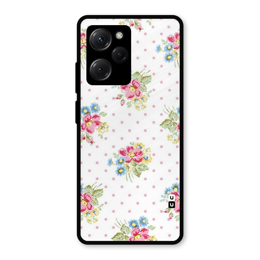 Painted Polka Floral Metal Back Case for Poco X5 Pro