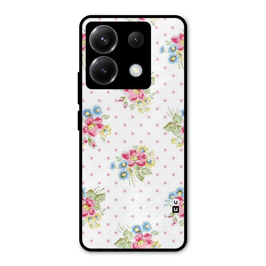 Painted Polka Floral Metal Back Case for Poco X6