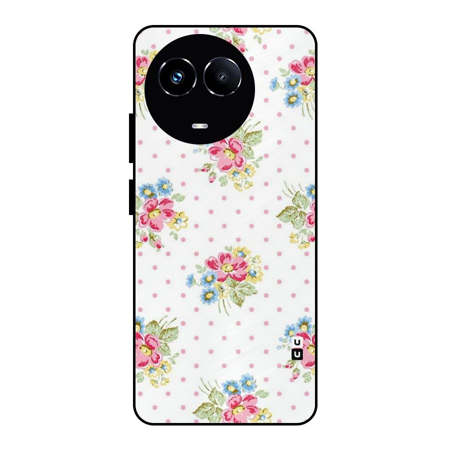 Painted Polka Floral Metal Back Case for Realme 11X