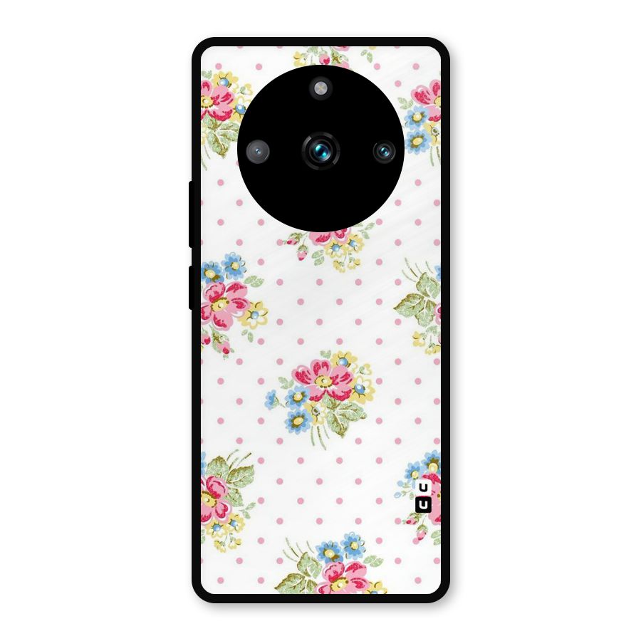 Painted Polka Floral Metal Back Case for Realme 11 Pro