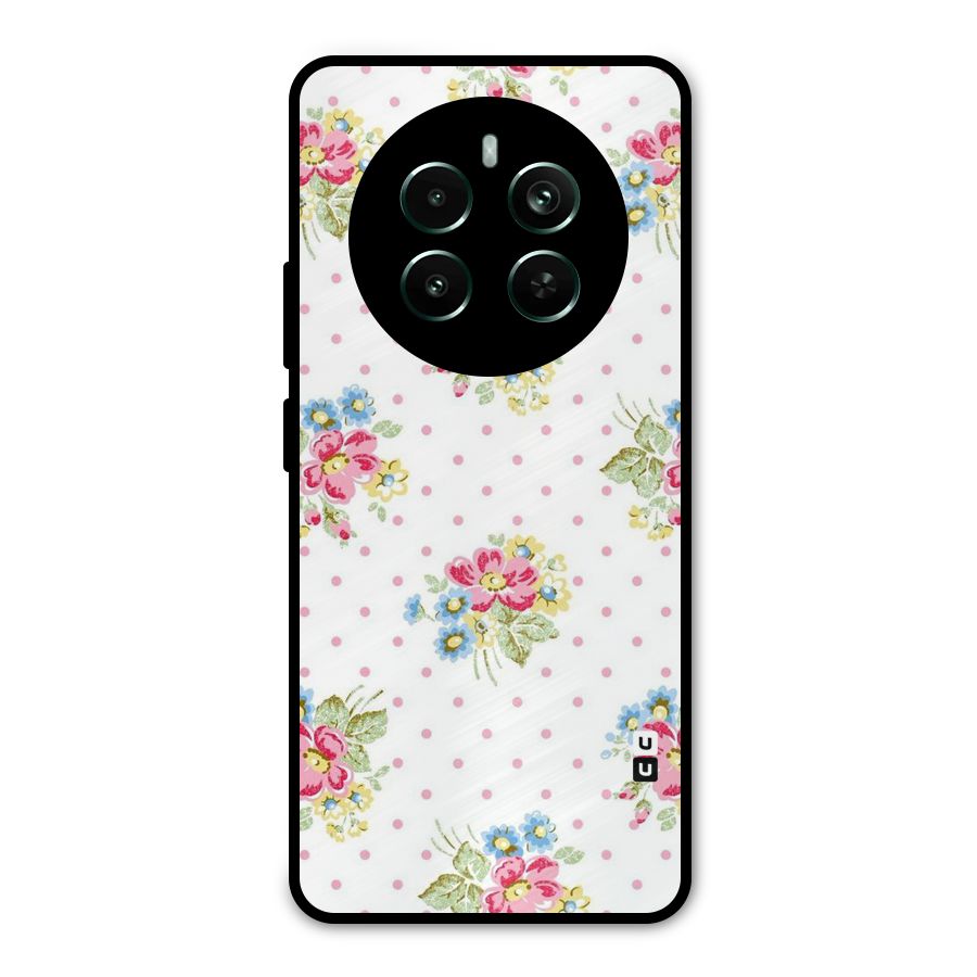 Painted Polka Floral Metal Back Case for Realme 12 Plus