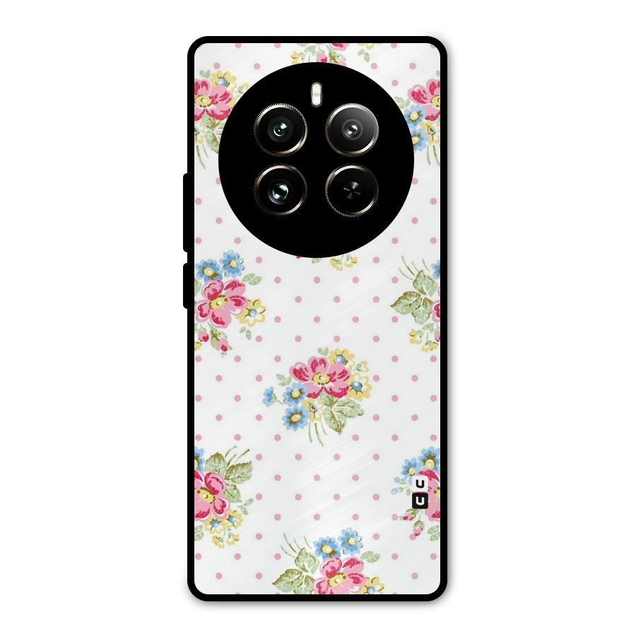 Painted Polka Floral Metal Back Case for Realme 12 Pro