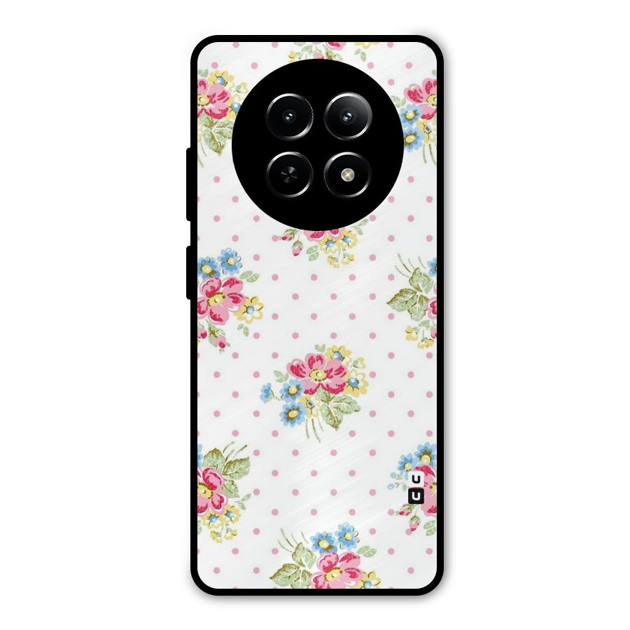 Painted Polka Floral Metal Back Case for Realme 13