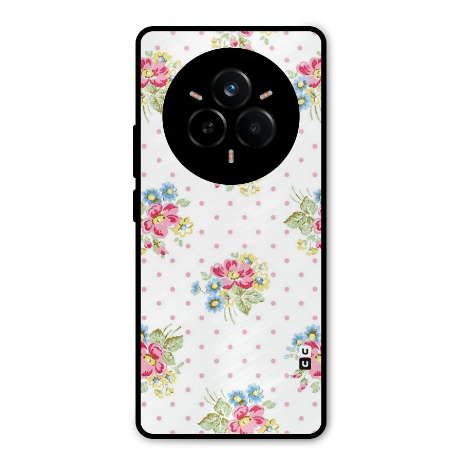 Painted Polka Floral Metal Back Case for Realme 14 Pro