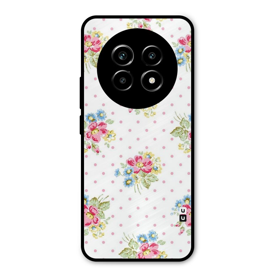 Painted Polka Floral Metal Back Case for Realme 14 Pro Lite
