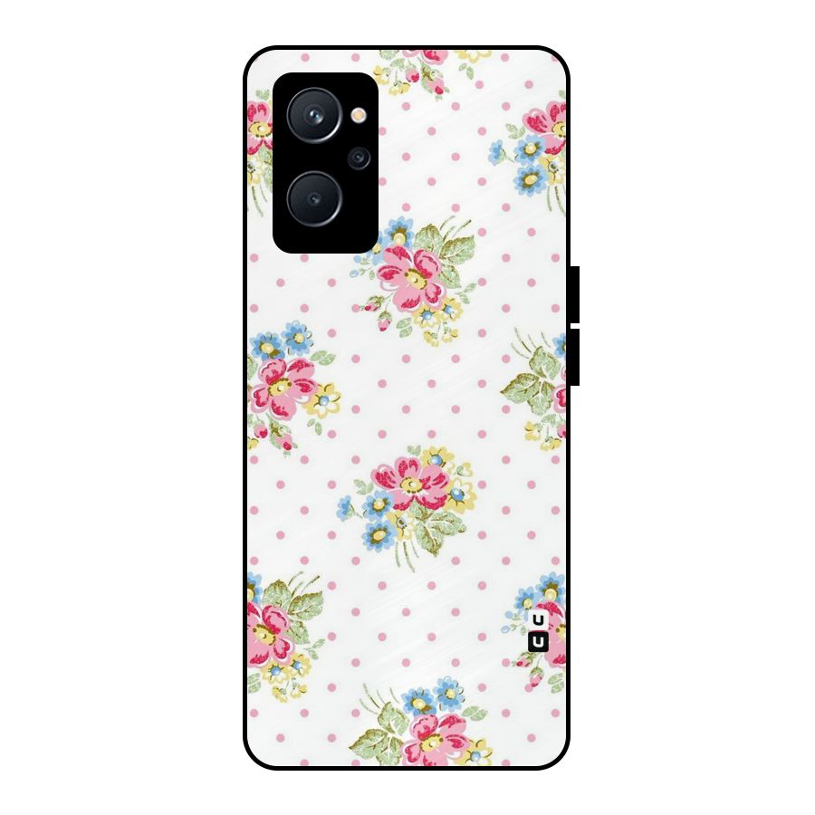 Painted Polka Floral Metal Back Case for Realme 9i 5G