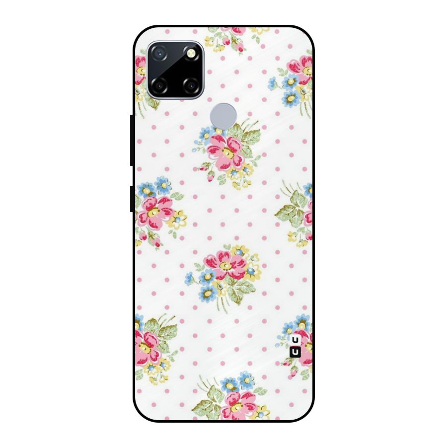 Painted Polka Floral Metal Back Case for Realme Narzo 20