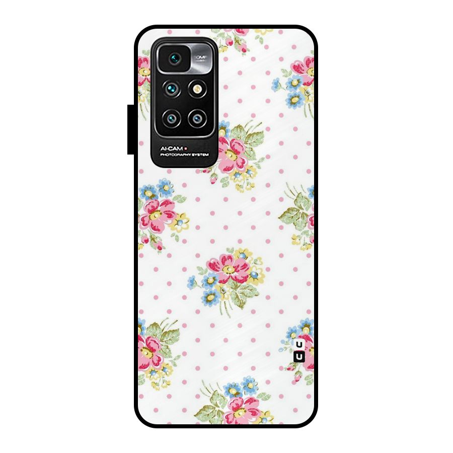 Painted Polka Floral Metal Back Case for Redmi 10 Prime