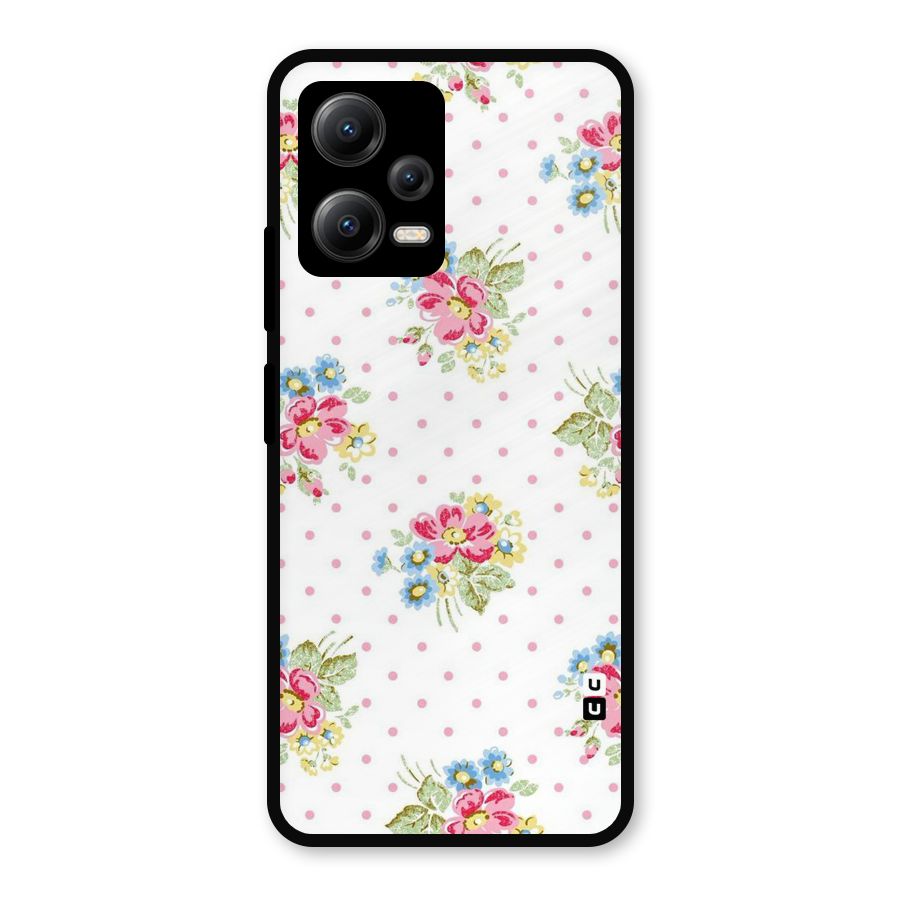Painted Polka Floral Metal Back Case for Redmi Note 12 5G