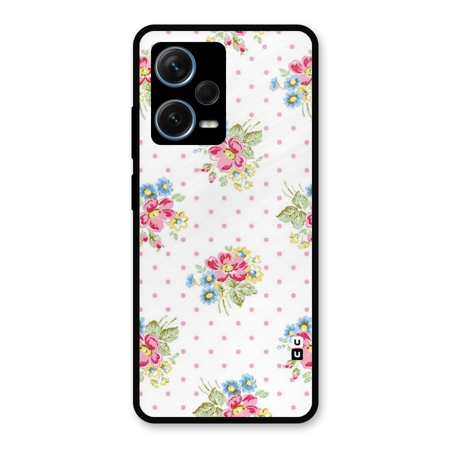 Painted Polka Floral Metal Back Case for Redmi Note 12 Pro Plus 5G