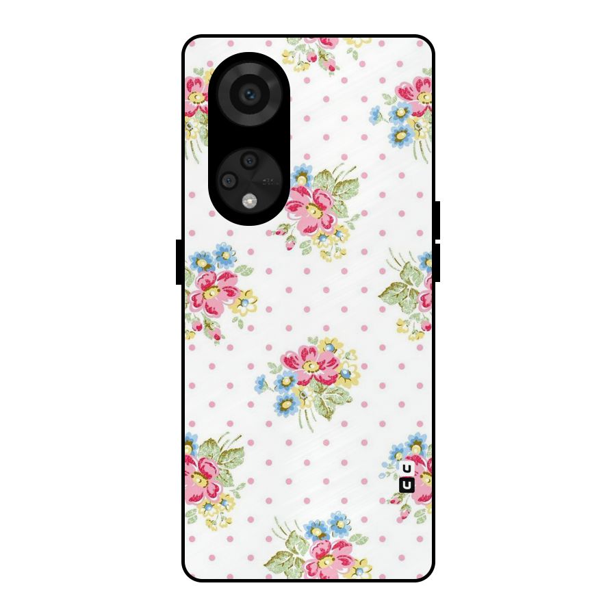 Painted Polka Floral Metal Back Case for Reno8 T 5G