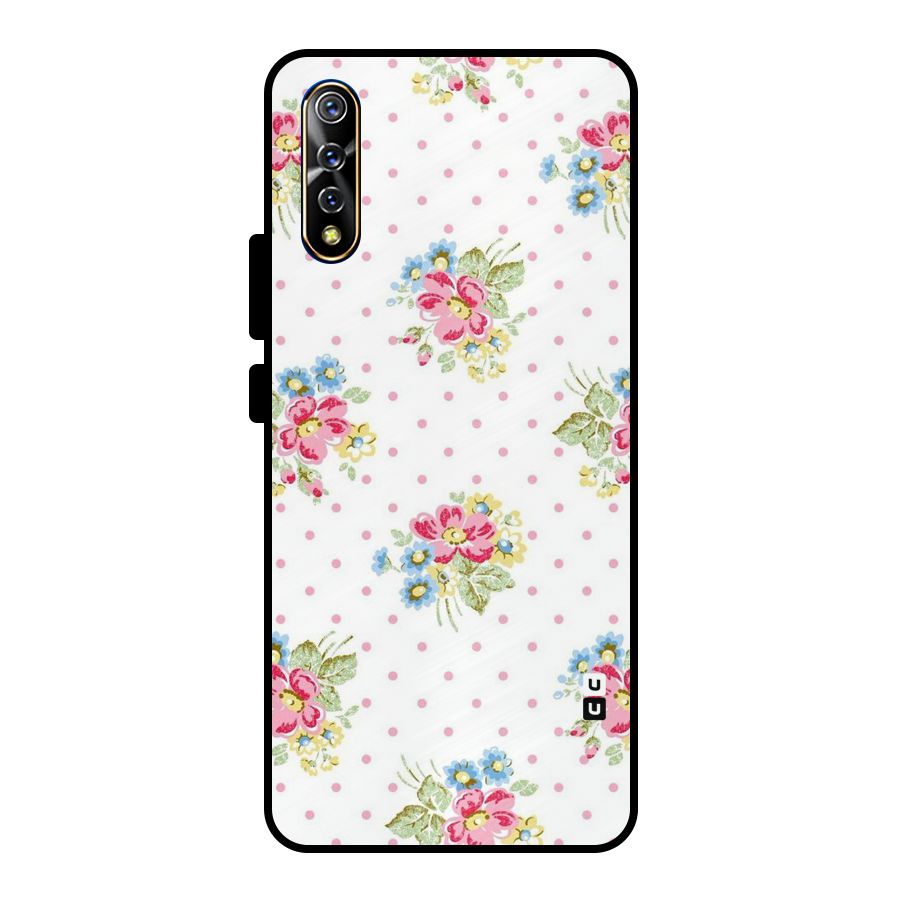 Painted Polka Floral Metal Back Case for Vivo S1