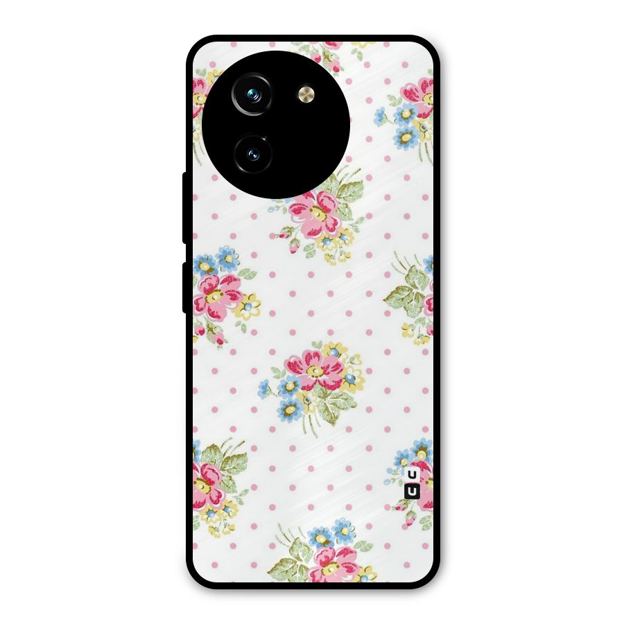 Painted Polka Floral Metal Back Case for Vivo T3x