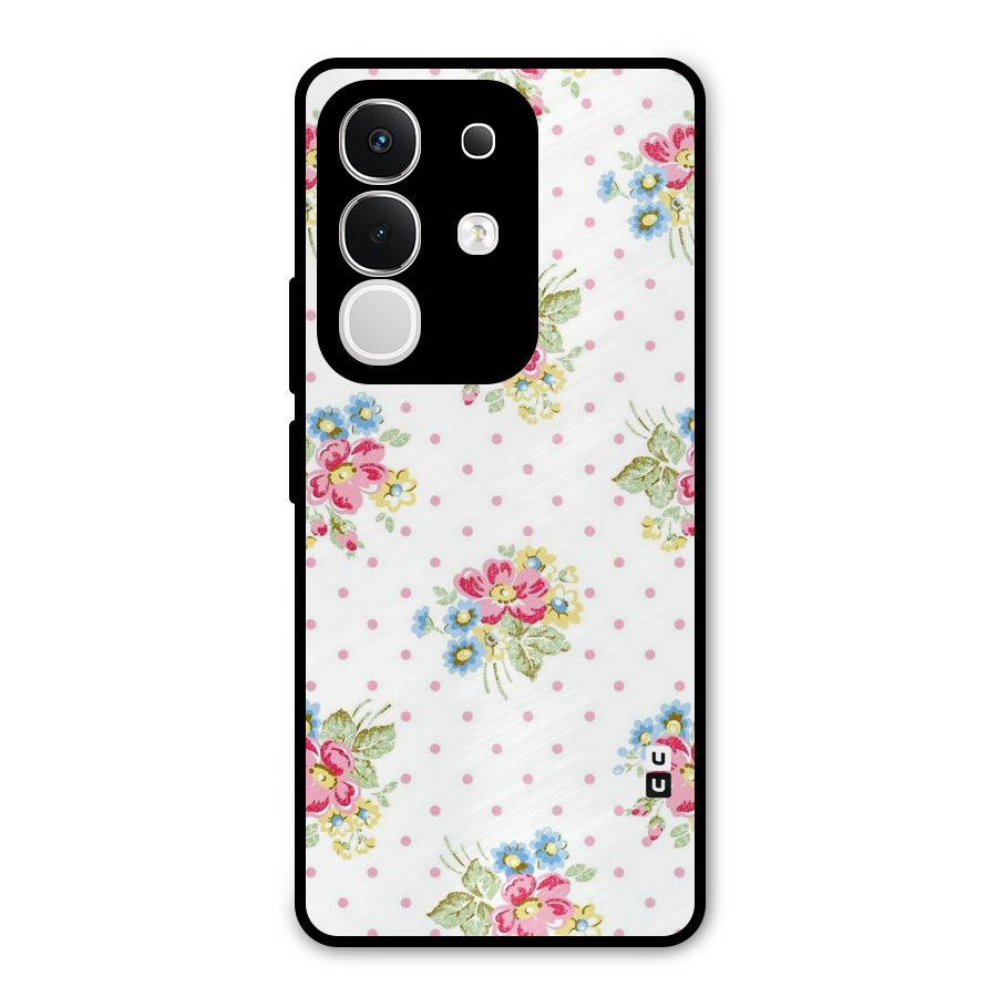Painted Polka Floral Metal Back Case for Vivo T4x